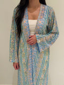 Abaya Kezyah KIMAIAN - Premium dark abaya with gold embellishments, styled